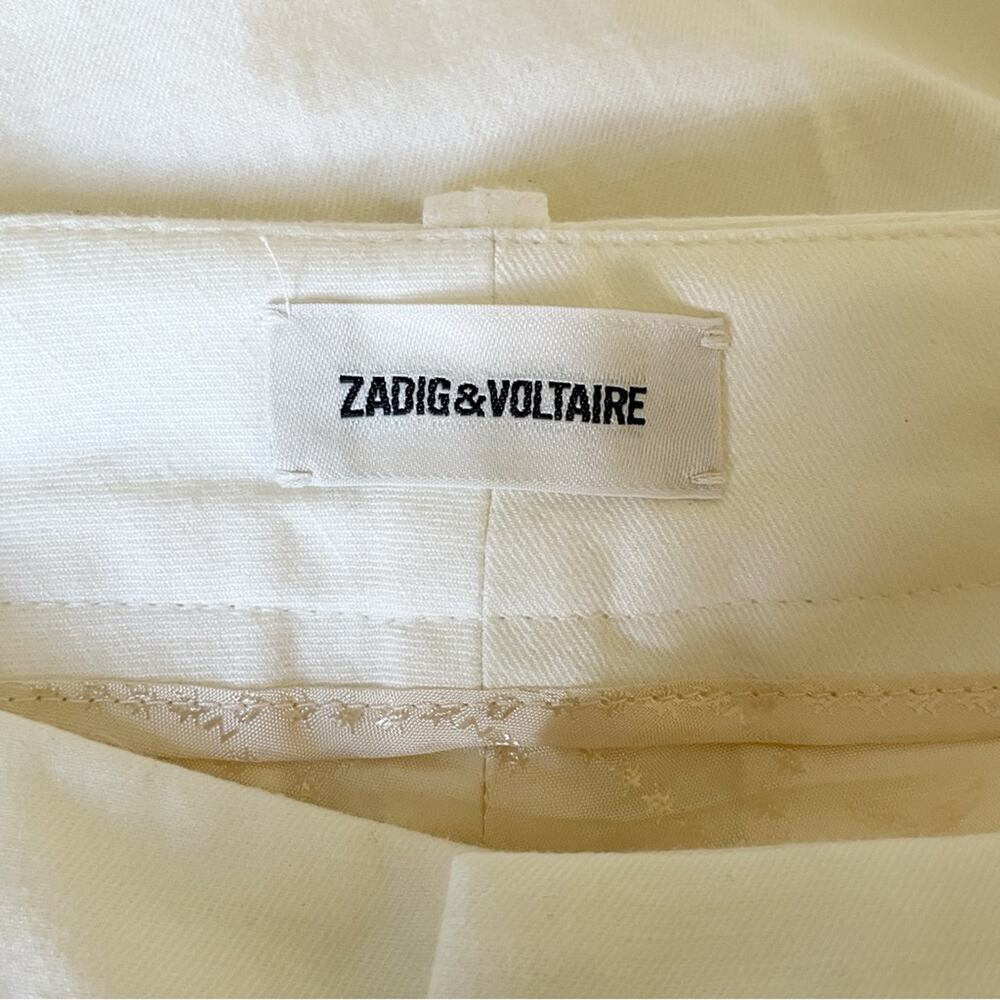 ZADIG & VOLTAIRE Prune Frange White Straight Leg Fringe Pants Small 36 - Picture 9 of 10
